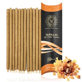 MUT22 12 Handmade Incense Sticks of Palo Santo with Myrrh, of Peruvian Origin, Long-Lasting