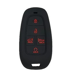 Key Fob Cover Fit for Hyundai：2021 2022 2023 5 Buttons Remote Case Protector Silicone Fit for Hyundai Tucson Palisade Sonata Santa Fe HEV PHEV Cruz Ioniq5 N line | Black RPKEY Key Shell