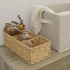 StorageWorks 3-Section Wicker Baskets for Shelves, Hand-Woven Water Hyacinth Storage