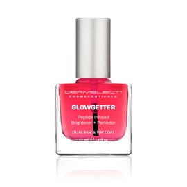 Dermelect Glowgetter Brightener + Perfector – Nail Strengthener, French Mani Tint & Glossy Top Coat | Repairs Yellowing, Peeling, Ridged & Damaged Nails - 0.4 fl oz