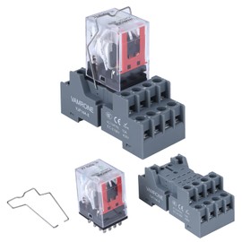 Electromagnetic Power Relay, 14-Pin 5 AMP 110V/120V AC Relay Coil with Socket Base, LED Indicator, 4PDT 4NO 4NC - MY4NJ [Applicable for DIN Rail System]