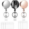 3 Pcs Llavero Retráctil, Gafete de Metal Electrochapado con 6