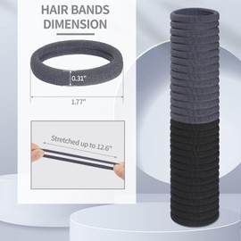 150 Pcs Seamless Elastic Hair Ties No Damage for Thick & Thin Hair, Ponytail Holders, Elastics, Soft Pony Tails Bands for Women, Black & Gray