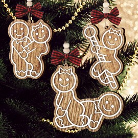 3 Pcs Funny Christmas Ornaments Adult 2025 Gingerbread Man Wooden Naughty Dirty Christmas Tree Ornaments Inappropriate Dirty Gingerbread Xmas Ornament Unique White Elephant Funny Exchange Gag Gift