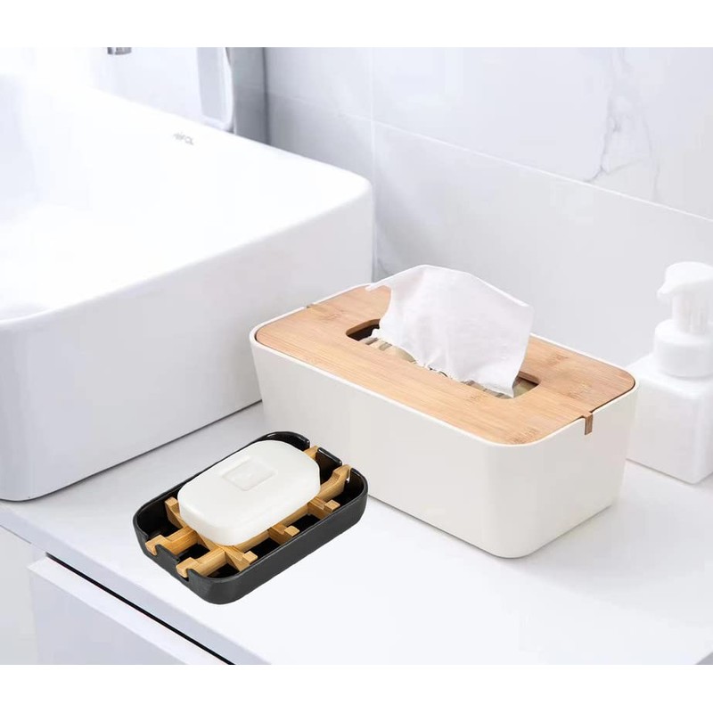 Sansnow Modern Removable Soap Holder, Bamboo Fiber Sponge/Soap Dishes for
