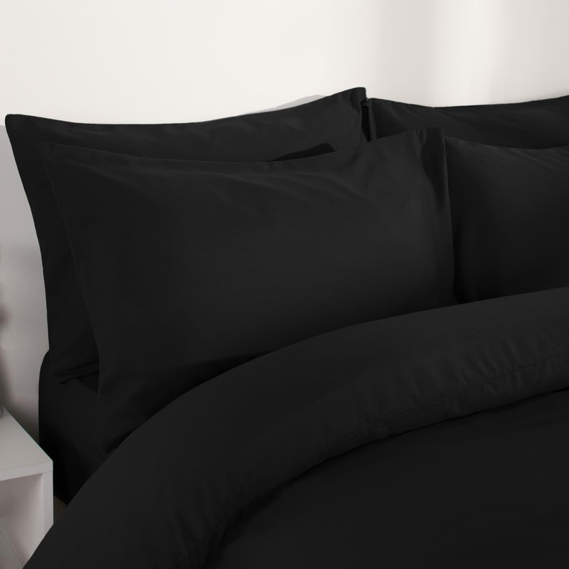 Brentfords Black Pillow Cases 2 Pack, Housewife Pillowcases Bed Pillow