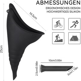 MMSZHL Orinal Femenino, Orinal para Mujer, Embudo Femenino para Orinar Camping, Dispositivo Orinal Mujer, Orinal Femenino de Silicona, Reutilizable, Portátil, Viajes Coche, Senderismo (Negro)