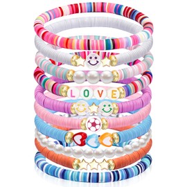 lakayfimily Friendship Bracelets for Women Girls Sufer Clay Beaded Bracelet Beach Preppy Style Trendy Jewelry Gifts