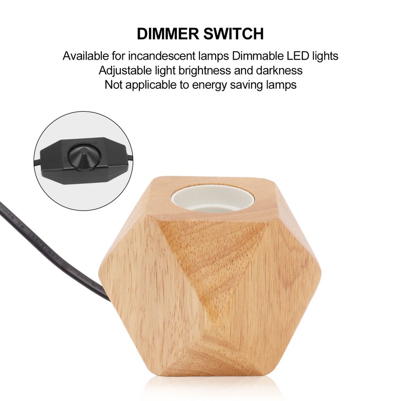 Wooden Diamond Lamp Base E27 Socket Modern Small Wood Table