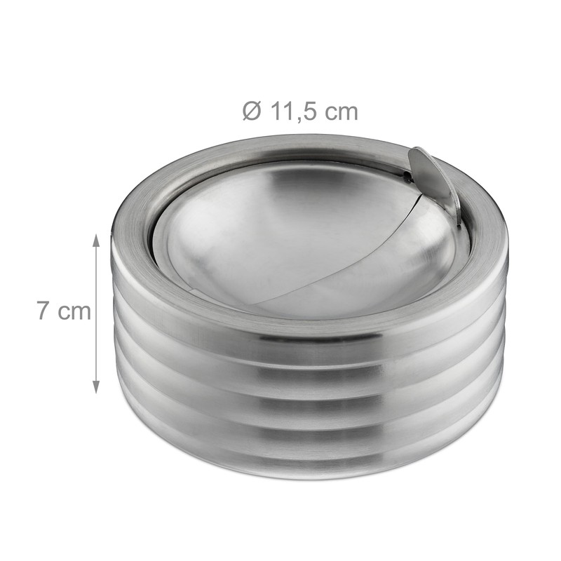 Relaxdays Wind Ashtray, Set of 3, Hinged Lid, Outdoor &