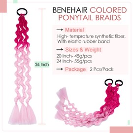 Benehair Bubble Ponytail Extension for Black Women Long Braided Ponytail Extension Protective Style Afro Puff Ponytail Extension Soft Synthetic Hairpieces