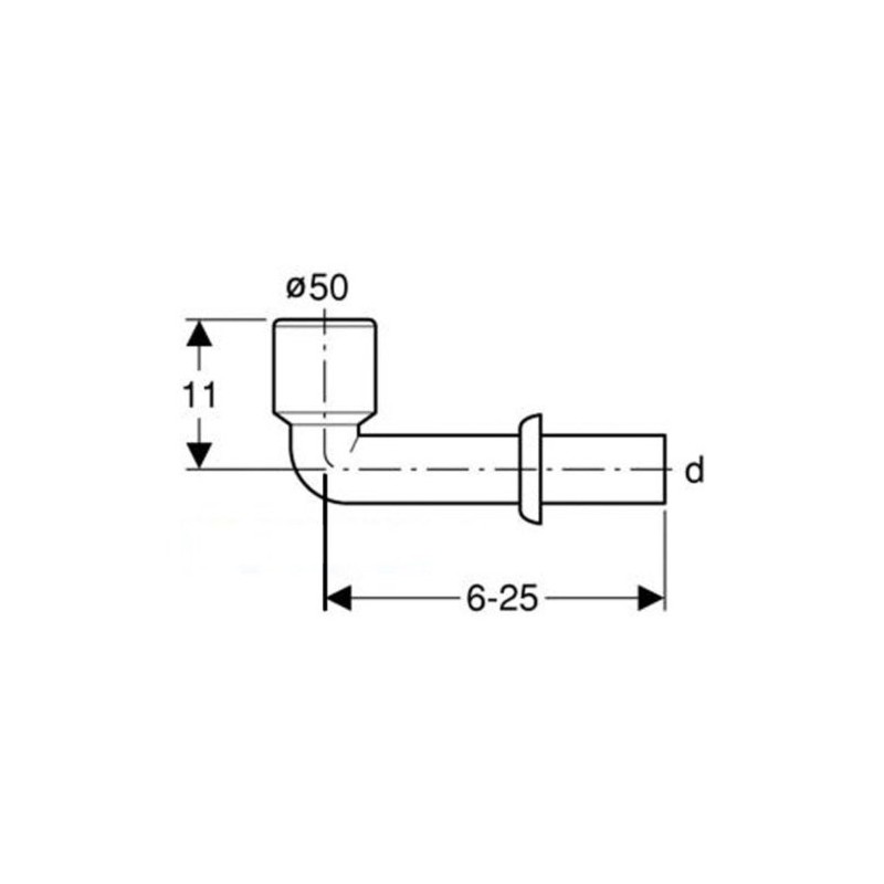 Geberit Urinal Connecting Pipe Outflow Pipe D 50 with Seal