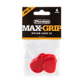 JIM DUNLOP Dunlop 471P3N Max Grip Jazz III Nylon Guitar Picks, Red, 6-Pack
