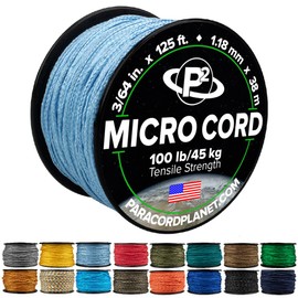 Paracord Planet Micro Paracord – Thin Braided Cord for Crafting, Fishing, and DIY Projects in 125 ft Spools – Light Blue