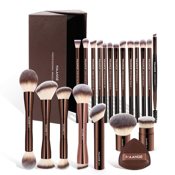 Makeup Brush & Puff Set with Storage Box, 20pcs Makeup