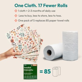 FEBU Swedish Dishcloths for Kitchen | 5 Pack Sunset Reusable Paper Towels Washable | Swedish Dish Towels | Non-Scratch Cellulose Sponge Cloths | No Odor, Biodegradable Cleaning Cloths