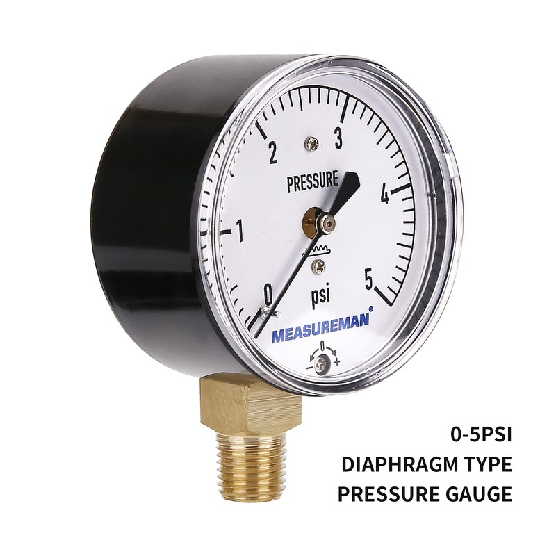 MEASUREMAN Diaphragm Type Capsule Low Pressure Gauge, 2-1/2" Dial, 1/4"
