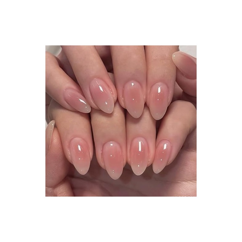 SXVME Uñas postizas ombré almendra cortas, uñas cortas de aguja