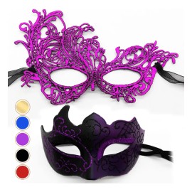 JOREILD 2pzs Antifaz Fiesta Mascaras Halloween Pareja Carnaval Cosplay Púrpura.antifaz Halloween Para Adulto,niño,pareja.accesorios De Halloween Cospl