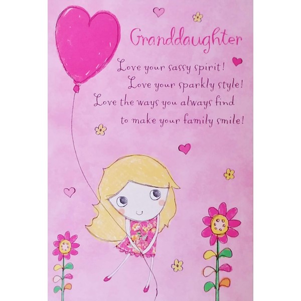Greeting Card Love Your Sassy Spirit, Sparkly Style, Ways You Make Your Family Smile - Happy Valentine's Day Granddaughter