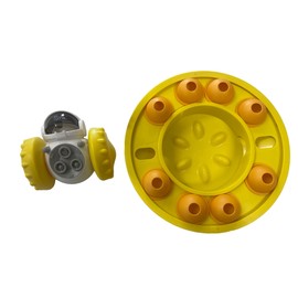 Piggy Poo and Crew Pet Slow Feeder Puzzle Game and Robot Treat Dispenser Combo Pack for Dogs, Pigs, Rabbits, and Other Small Pets (Yellow)