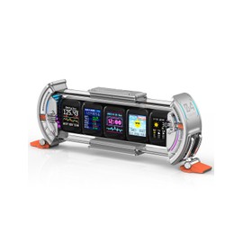 Divoom Times Gate Desk Clock Stylish Digital Pixel Art App Control 5 Customizable RGB Screen/WiFi Connection/Game Room Decoration/DIY Desk Clock/Multifunction,Silver Color