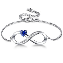 CERSLIMO Infinity Bracelet, Infinity Bracelet Women's Silver 925 Gold Rose Gold with Red Blue Green Heart Cubic Zirconia Gifts Mother's Day Birthday Valentine's Day for Girlfriend Women Girls Mum,