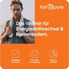 Fair & Pure Vitamin B3 Niacin 500mg Tagesdosis, 120 Stück, 500mg Vitamin B3 pro Tablette, schluckfreundlich, veganes Nahrungsergänzungsmittel ohne Zusätze, in Deutschland hergestellt