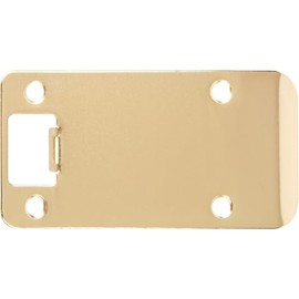 Round Corner Extended Lip Strike Plate, 2-1/4" x 4", (4-1/2" Overall Length), Polished Brass by Stone Harbor Hardware