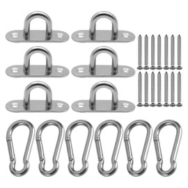 Odowalker Pad Eye Hook Ceiling Hook Hook Metal Shade Hook Eye Plate Stainless Steel Carabiner Shade Carabiner Fixed Buckle Hanging Hardware Shade Hardware Hook Rust Resistant Outdoor 304 Stainless Steel Durable (Set of 6)