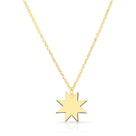 Tela Jewelry Genuine .925 Sterling Silver Enchanting North Star Charm Pendant Necklace for Women 8 Pointed Starburst Choker Necklace for Women | Dainty Necklaces, 18", Sterling Silver, No Gemstone