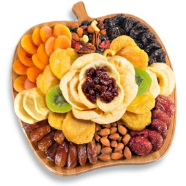 Dried Fruit and Nuts in Bamboo Apple Shape Serving Tray