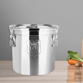 Pinelicorn Stainless Steel Containers With Lid, 1.6Gal Flour Containers Airtight Canister for Kitchen, Coffee Canister, Metal Food Storage Containers w/Locking Clamp (6L)