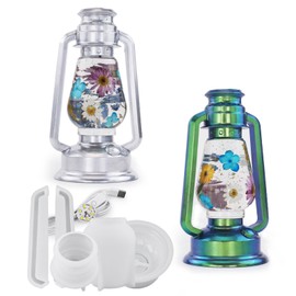 Kerosene Lamp Resin Molds Silicone, Includes 3D Resin Molds and USB Powered Wooden Light Up Base for DIY Epoxy Resin Casting Craft Table Lamp Home Decor (Long Bulb)