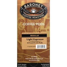Baronet Coffee Single Espresso Light ESE Pods, 54 Count, 2.0 Pound