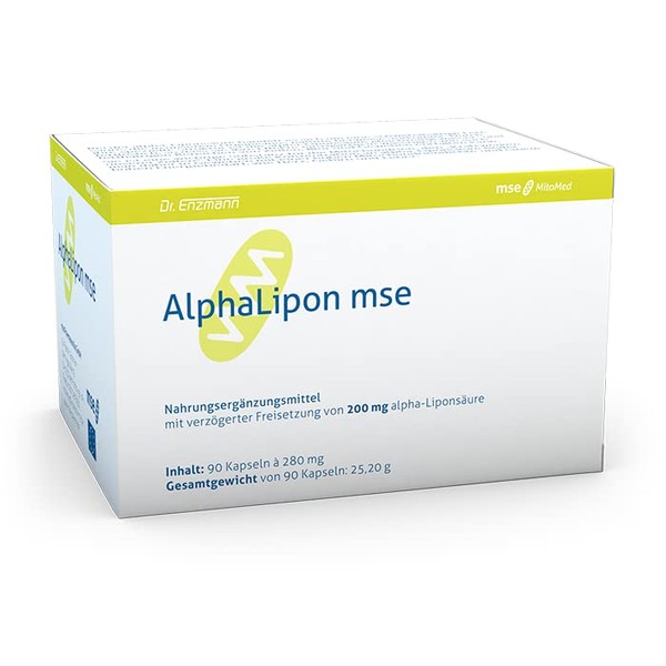 Alpha Lipoic Acid mse, 200 mg Enteric Juice-Resistant Capsule, High Bioavailability, High Purity, Delayed Release, Fat and Water Soluble, Vegan - Dr. Enzmann mse Pharmazeutika GmbH