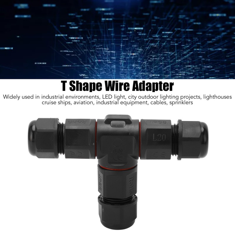 2 Pcs Tee Wire Connectors IP68 Waterproof 2 Pin 3