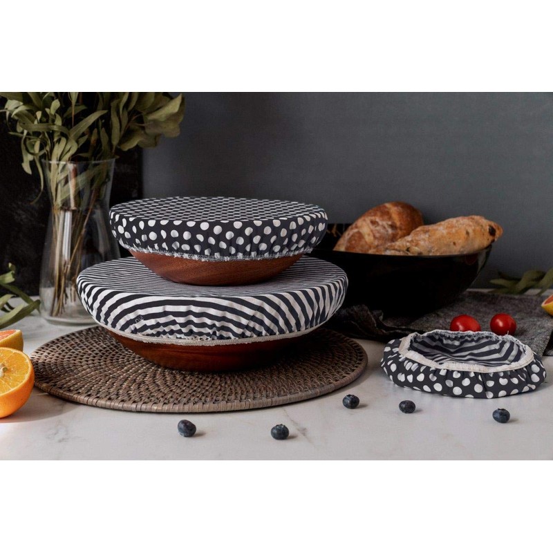 NUTS NULD12 Bowl Cover, Black Stripe, Set of 3, Tableware