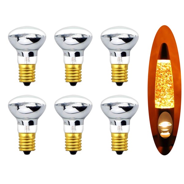 Lava Lamp Bulb 40 Watt, 6 Pack R39 R12 Reflector Type Bulbs E17 Replacement Light Bulbs for Lava Lamps, Glitter Lamps, 120V