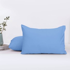 Oxford Homeware Pillow Cases 2 Pack Brushed Microfiber – Standard Sky Blue Pillowcases Fade Resistant Pillow Cover Envelope Closure Pillow Covers (50 x 75 cm)
