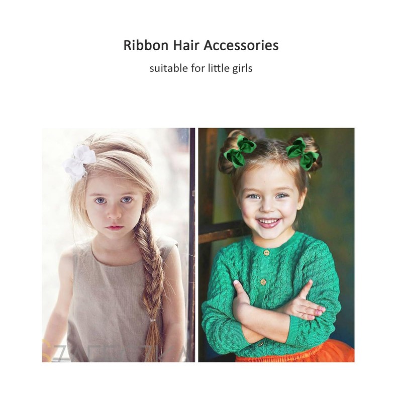 4.5 Inch White Hair Bow Clips for Girls - Set