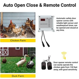 Automatic Chicken Coop Door Opener 12VDC Timing Photosensitive Auto Chicken Cage Door Opener Closer Remote Control Kit(US Plug)