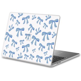 JOYLAND Plastic Hard Shell Case Compatible with MacBook Air 15 Inch Case 2024 2023 Release M3 A3114 A2941 M2,Blue Bow Pattern Protective Hard Shell for MacBook Air 15"