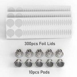 Infinesso - 10 cápsulas reutilizables para Nespresso OriginalLine - 300 tapas de aluminio con 10 cápsulas de café recargables compatibles con la máquina Nespresso OriginalLine