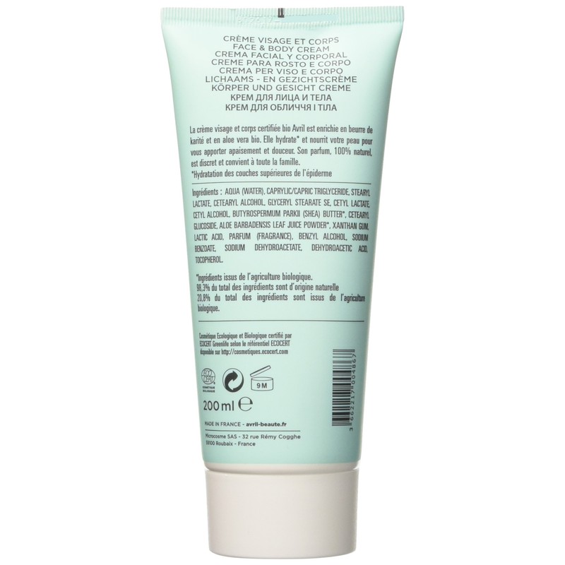 Avril Organic Face & Body Cream 200 ml
