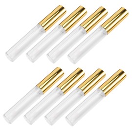 SAFIGLE 8Pcs Empty Lip Gloss Bottles Refillable Round Lip Glaze Tubes with Cover Lightweight Plastic Design for Travel and Daily Use for and Gloss Samples