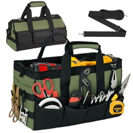 Veitorld Tool Bag for Men Heavy Duty, 15 Inch Portable Tool Box Organizer, Toolbox Organization with Shoulder Strap for Electrician Mechanic Plumber Carpenter, Gifts for Men Dad Husband Him