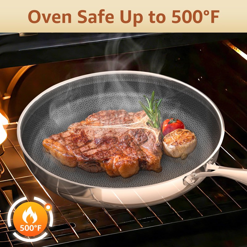 LOLYKITCH 10 In Hybrid Nonstick Stainless Steel Sauté Pan with