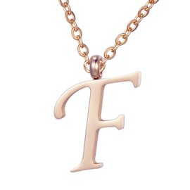 Morella Ladies' Necklace with Letter Pendant, Stainless Steel, Rose Gold, in Gift Bag, Stainless Steel