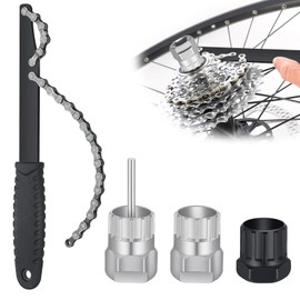 Cassette Removal Tool, Bike Cassette Removal Tool with Chain Whip and Auxiliary Wrench Bicycle Sprocket Removal Tools, Bicycle Cassette Lock Ring Removal Freewheel Remover Wrench Sprocket Remover